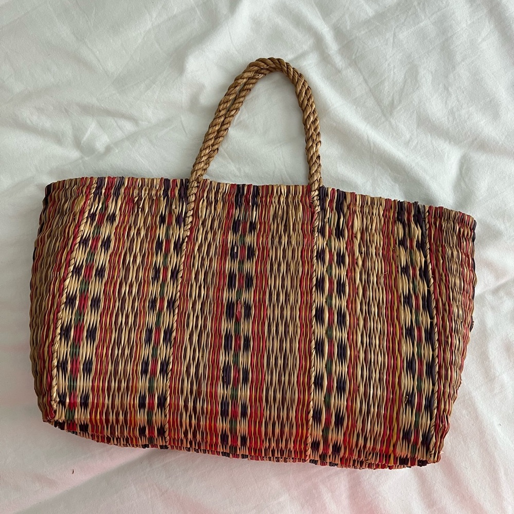 Vintage Multicolor Woven Tote Bag